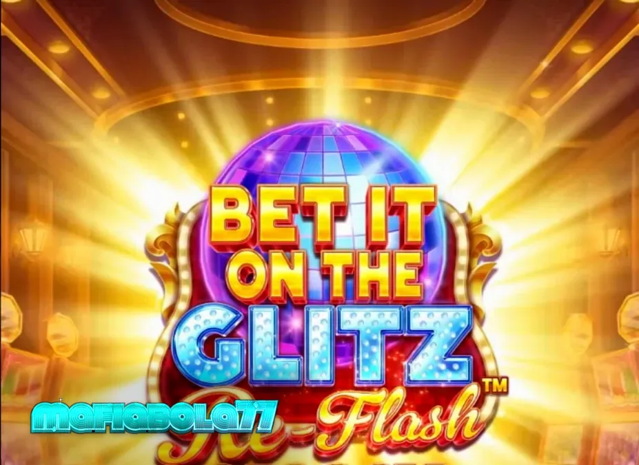 Tampilan visual slot Bet It on the Glitz Re-Flash dengan nuansa neon Vegas.